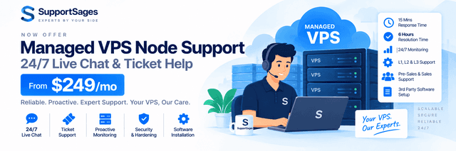 Managed VPS Node Support: 24/7 Live Chat & Ticket Help from $249/mo