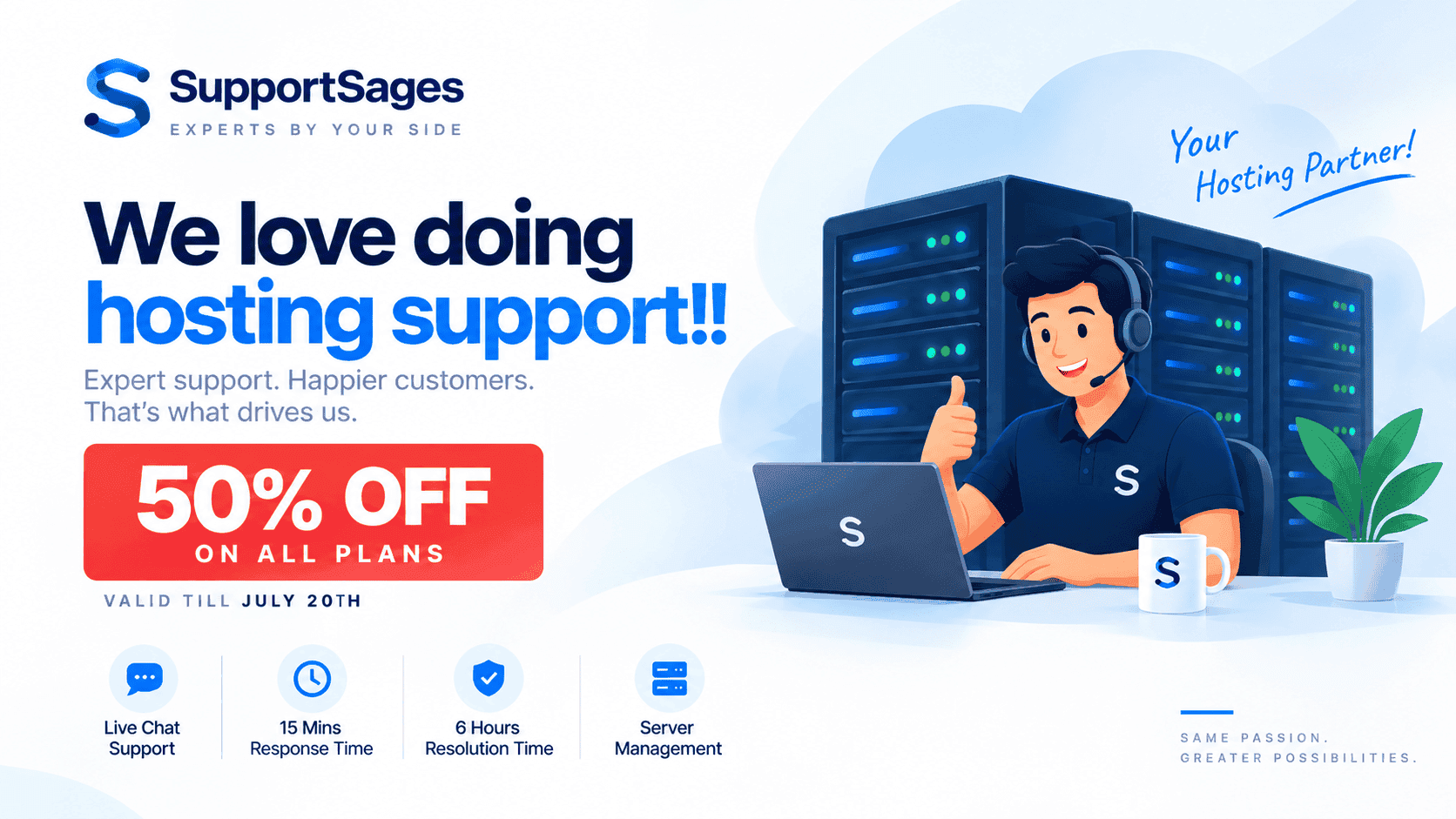 SupportSages love doing hosting support!! – 50% OFF on all plans